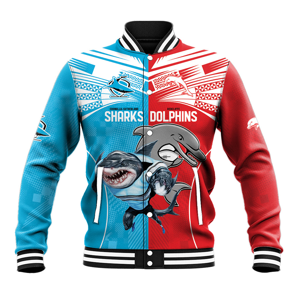 Custom Dolphins and Shark Baseball Jacket Together Sporty Style