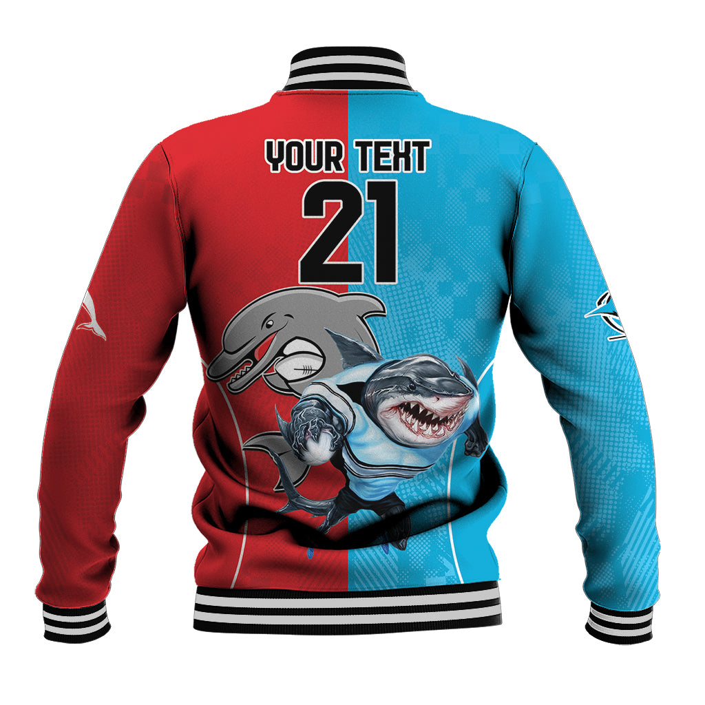 Custom Dolphins and Shark Baseball Jacket Together Sporty Style