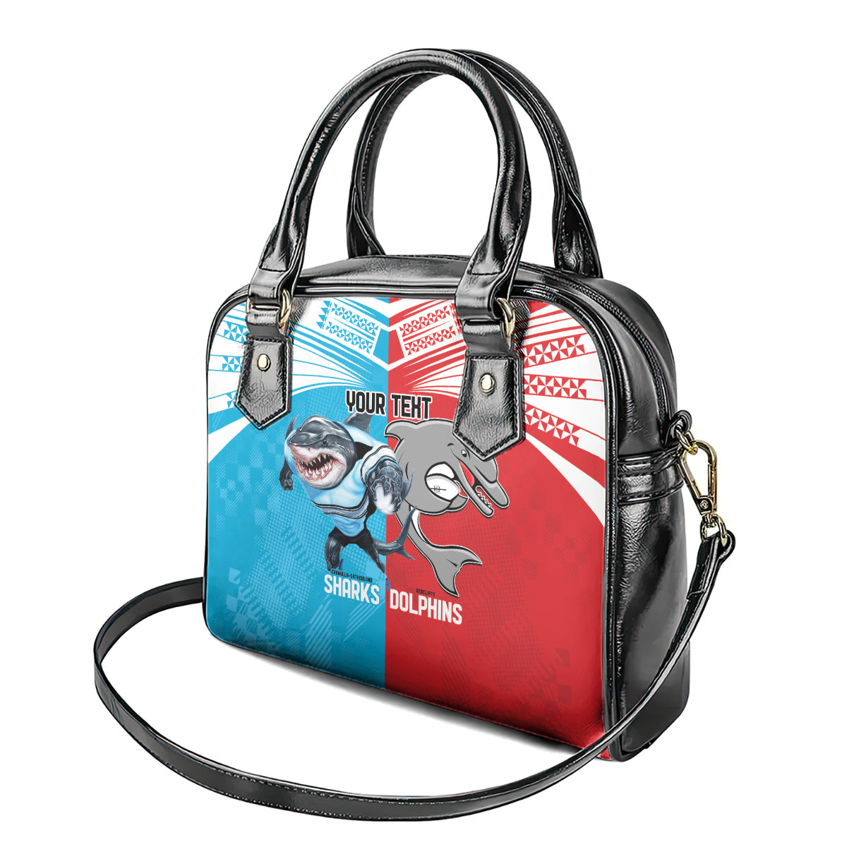 Custom Dolphins and Shark Shoulder Handbag Together Sporty Style