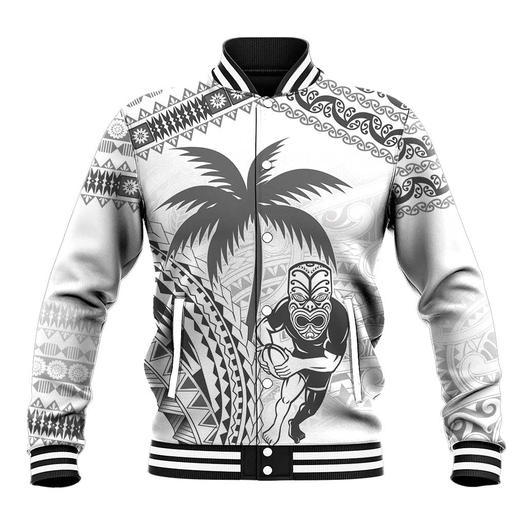 Custom Fiji Black Fern Baseball Jacket Maori Warroir with Fijian Masi Pattern