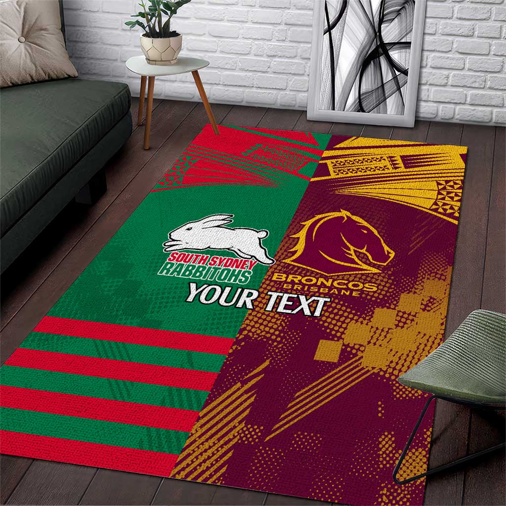 Custom NRL Rabbitohs and Broncos Area Rug Sporty Style