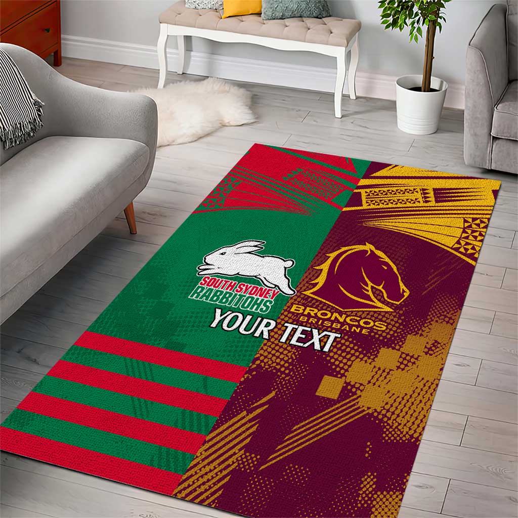 Custom NRL Rabbitohs and Broncos Area Rug Sporty Style