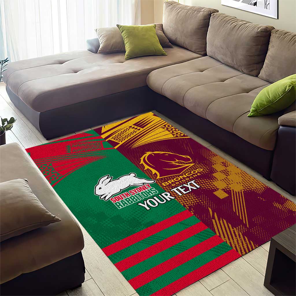 Custom NRL Rabbitohs and Broncos Area Rug Sporty Style