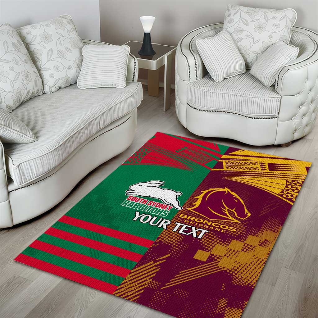 Custom NRL Rabbitohs and Broncos Area Rug Sporty Style