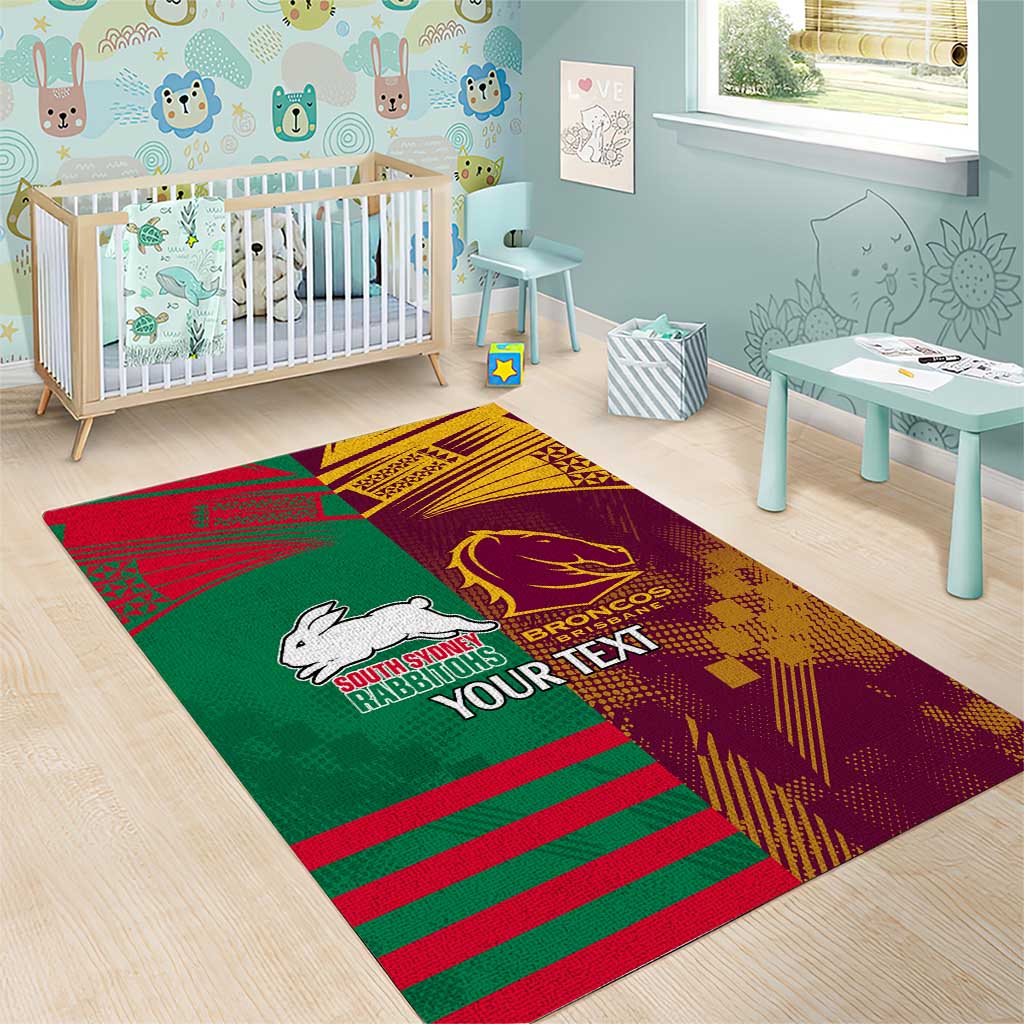 Custom NRL Rabbitohs and Broncos Area Rug Sporty Style