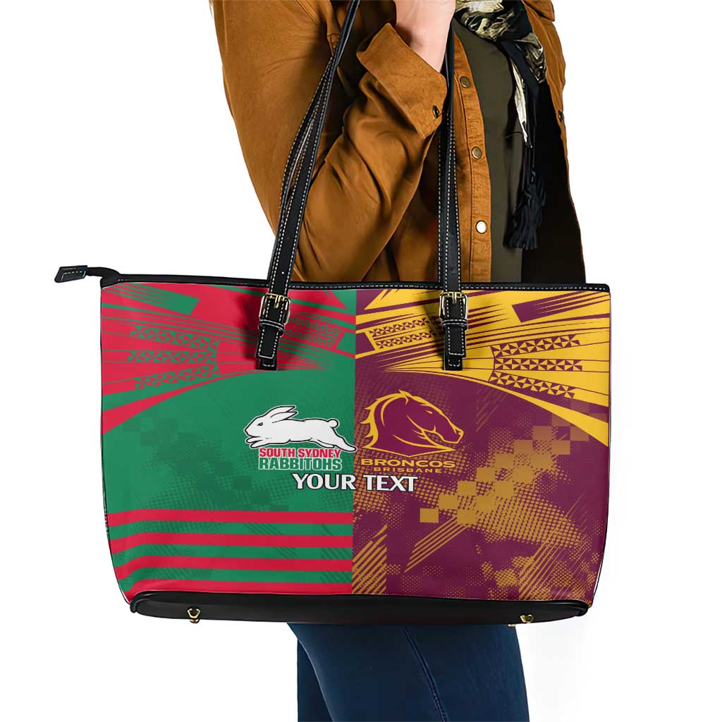 Custom NRL Rabbitohs and Broncos Leather Tote Bag Sporty Style