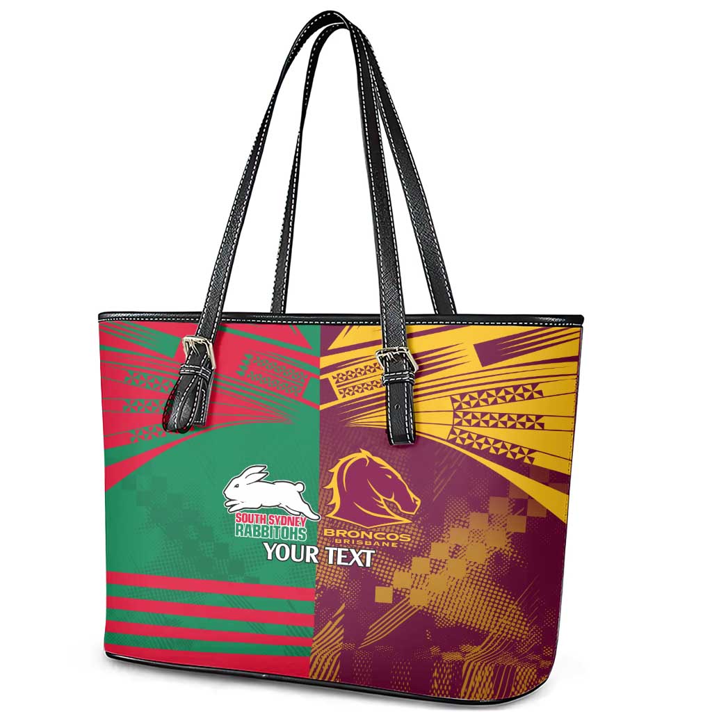 Custom NRL Rabbitohs and Broncos Leather Tote Bag Sporty Style