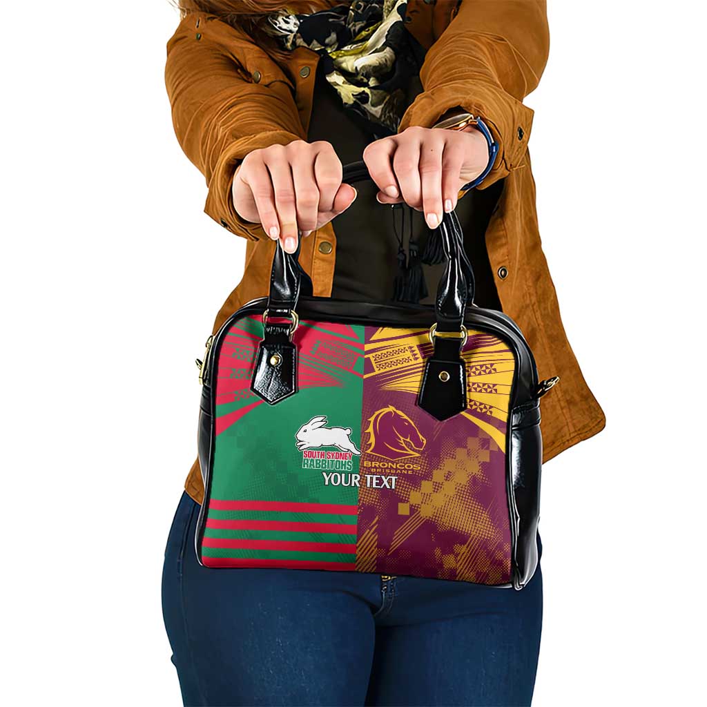 Custom NRL Rabbitohs and Broncos Shoulder Handbag Sporty Style