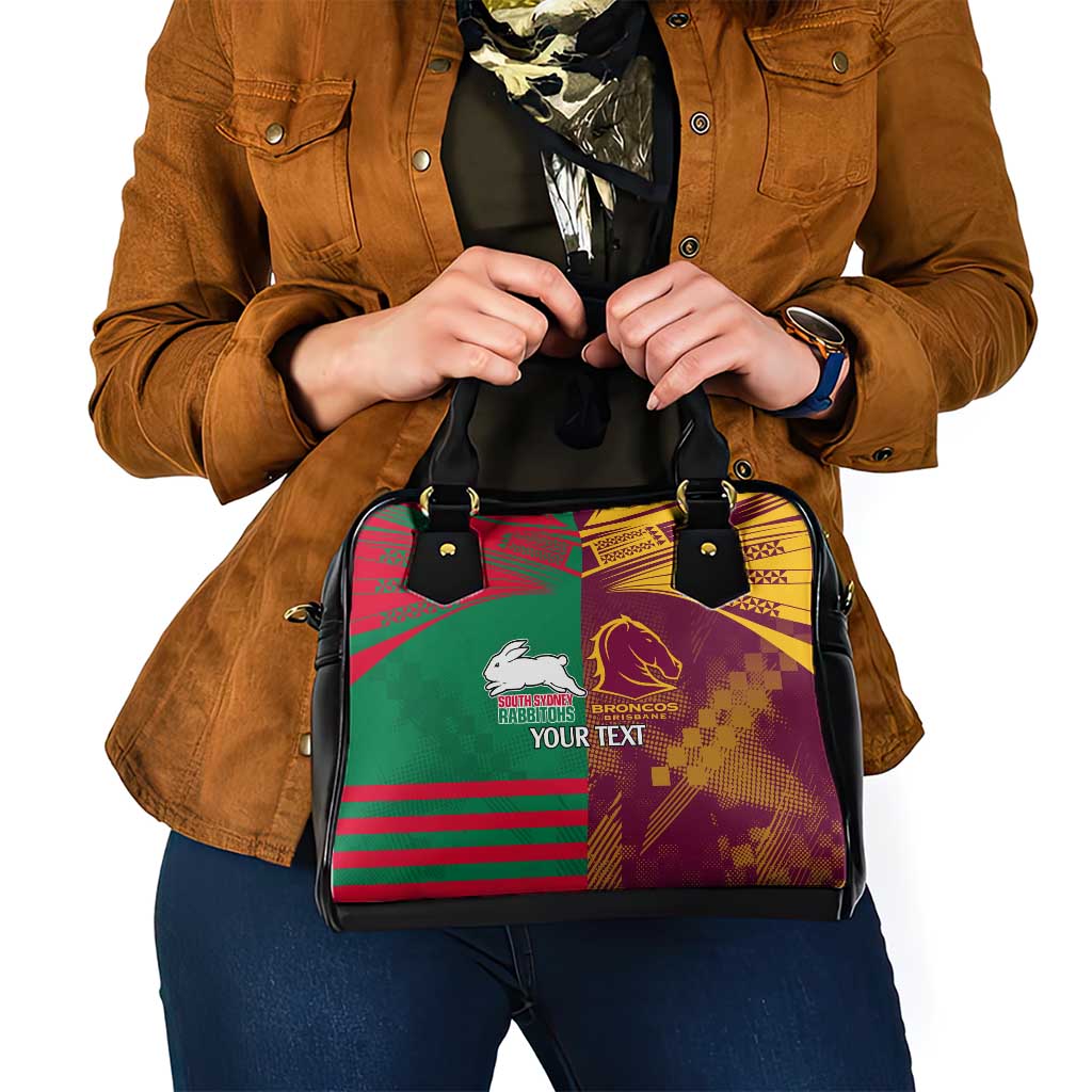 Custom NRL Rabbitohs and Broncos Shoulder Handbag Sporty Style