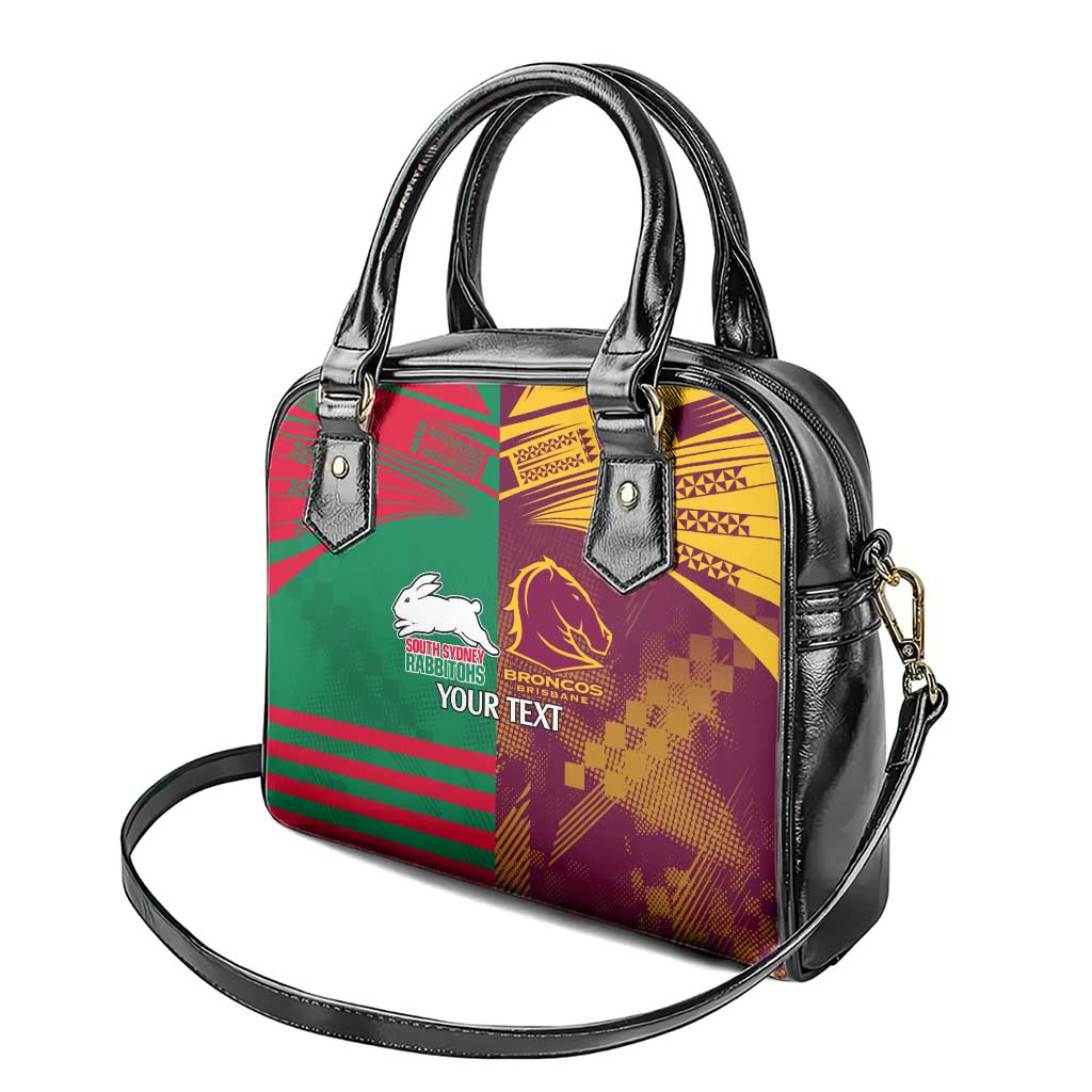 Custom NRL Rabbitohs and Broncos Shoulder Handbag Sporty Style