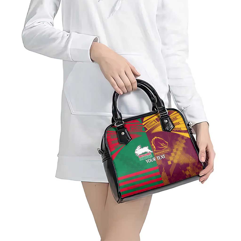 Custom NRL Rabbitohs and Broncos Shoulder Handbag Sporty Style