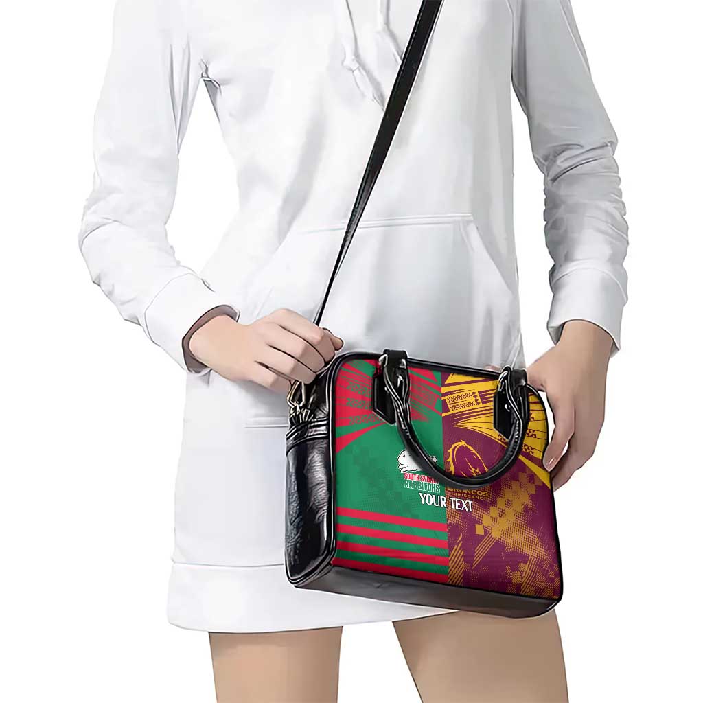 Custom NRL Rabbitohs and Broncos Shoulder Handbag Sporty Style