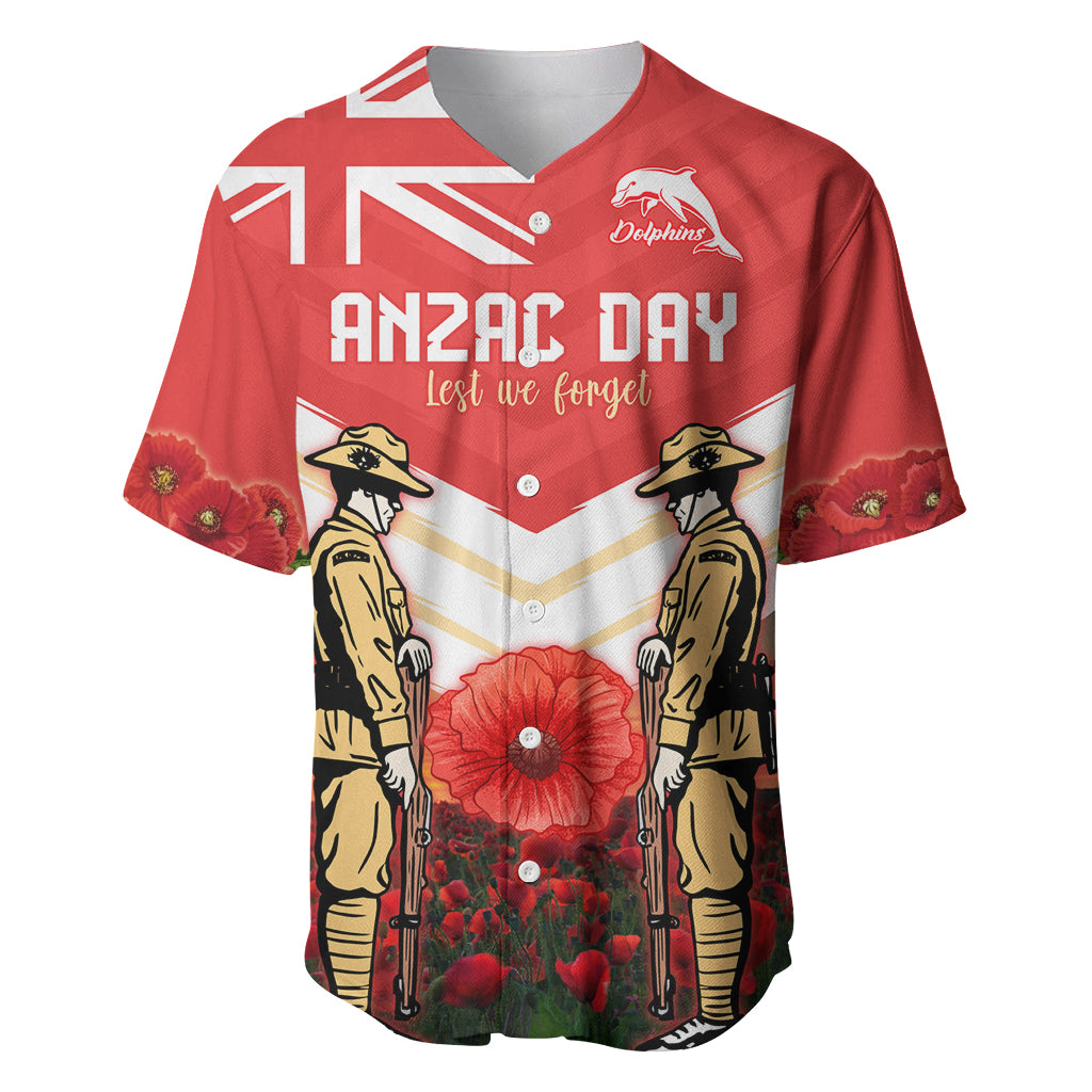 Custom Dolphins Rugby ANZAC Day Baseball Jersey Soldiers Poppy Field 2024