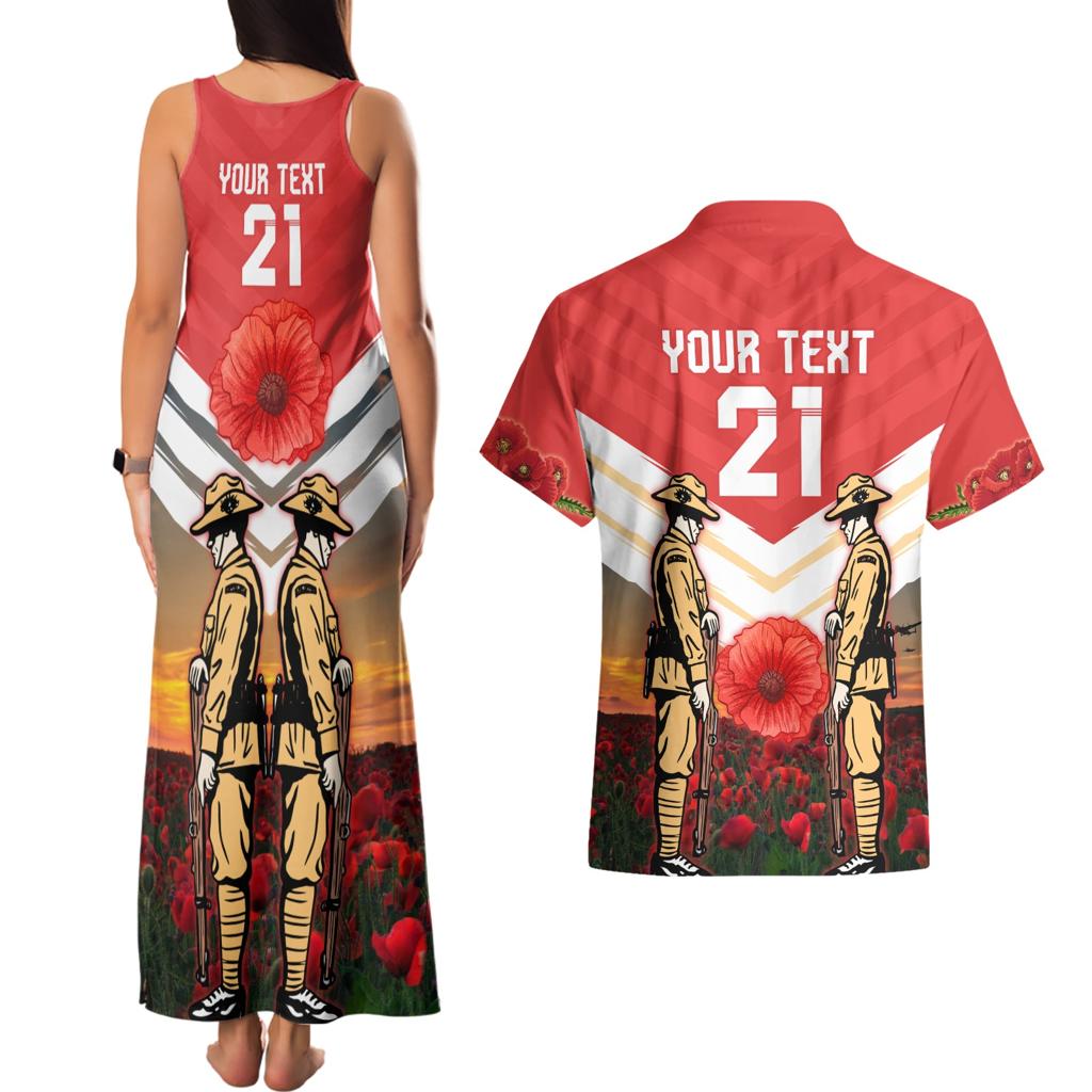 Custom Dolphins Rugby ANZAC Day Couples Matching Tank Maxi Dress and Hawaiian Shirt Soldiers Poppy Field 2024