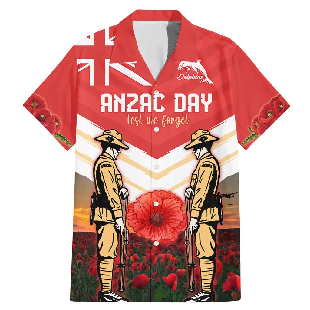 Custom Dolphins Rugby ANZAC Day Family Matching Mermaid Dress and Hawaiian Shirt Soldiers Poppy Field 2024