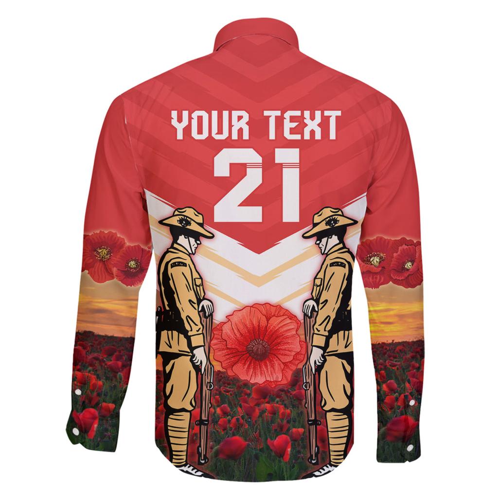 Custom Dolphins Rugby ANZAC Day Family Matching Off Shoulder Long Sleeve Dress and Hawaiian Shirt Soldiers Poppy Field 2024