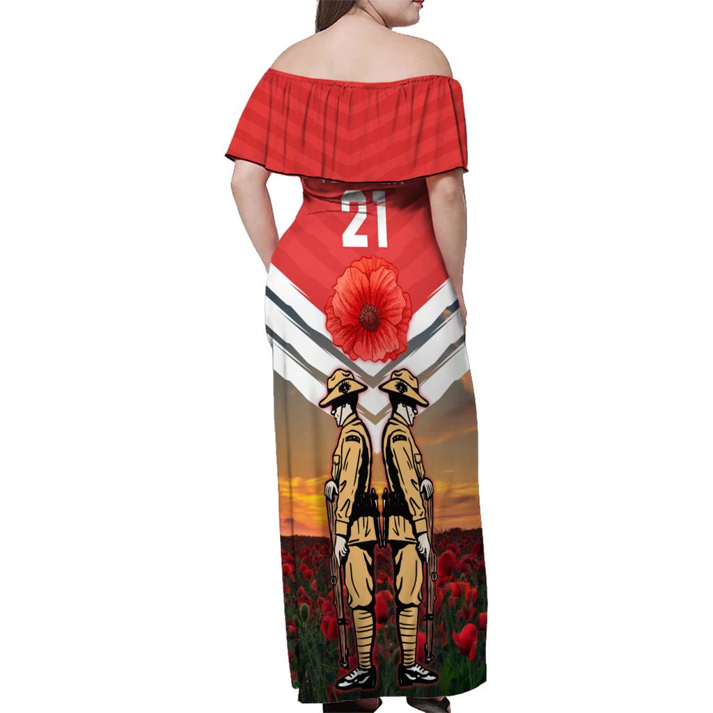 Custom Dolphins Rugby ANZAC Day Family Matching Off Shoulder Maxi Dress and Hawaiian Shirt Soldiers Poppy Field 2024