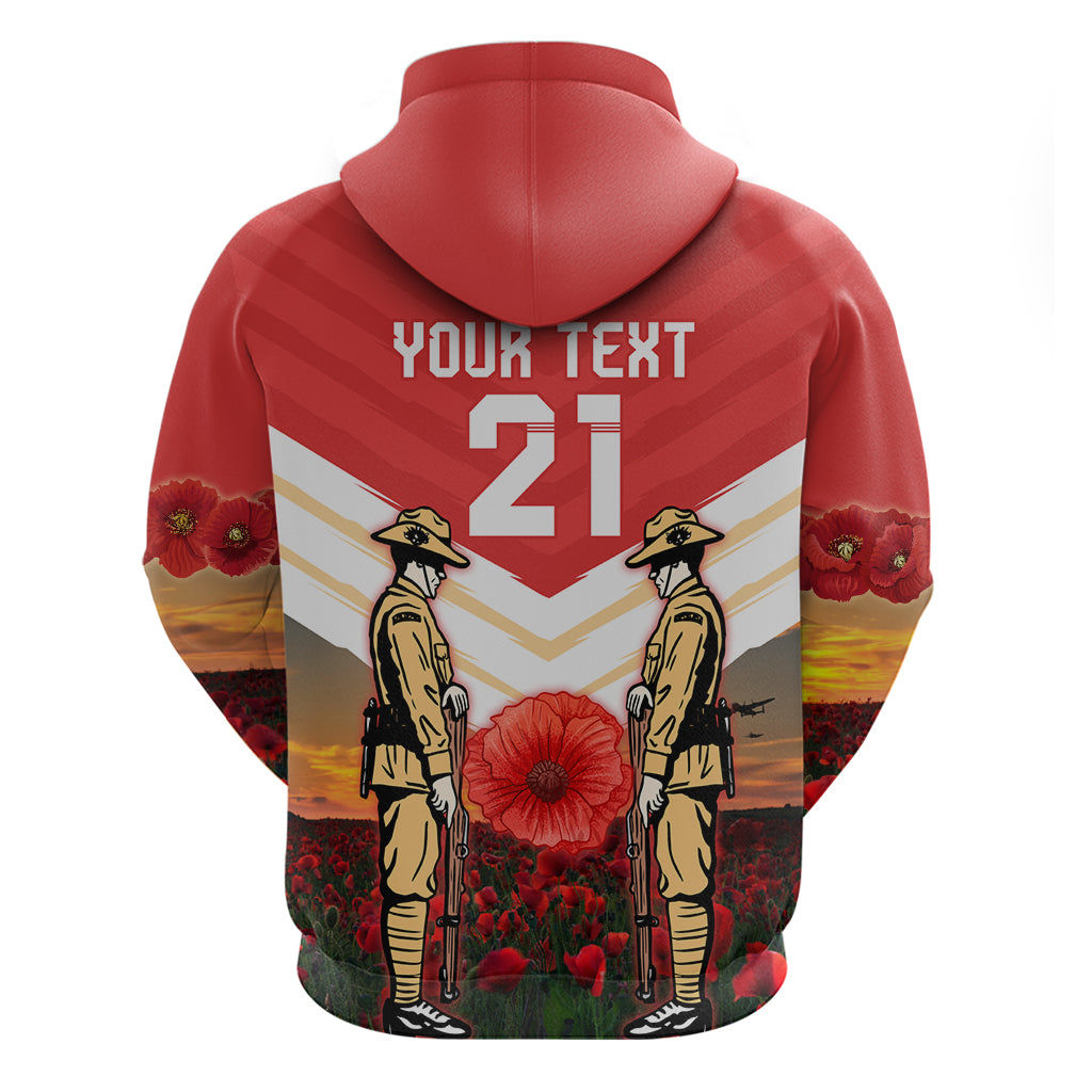 Custom Dolphins Rugby ANZAC Day Hoodie Soldiers Poppy Field 2024