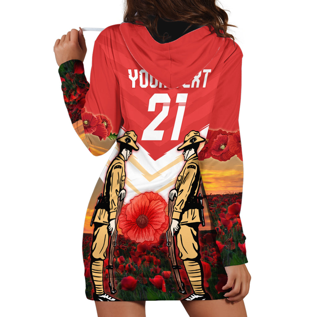 Custom Dolphins Rugby ANZAC Day Hoodie Dress Soldiers Poppy Field 2024