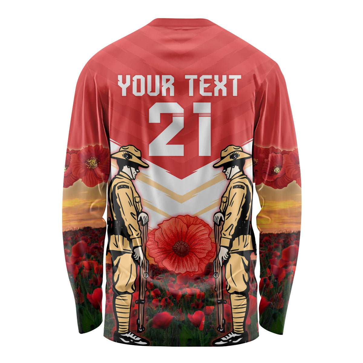 Custom Dolphins Rugby ANZAC Day Long Sleeve Shirt Soldiers Poppy Field 2024