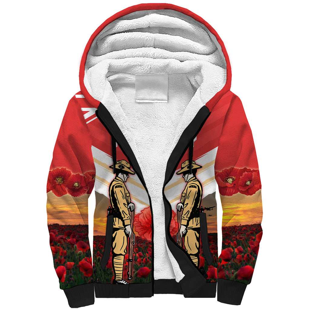 Custom Dolphins Rugby ANZAC Day Sherpa Hoodie Soldiers Poppy Field 2024