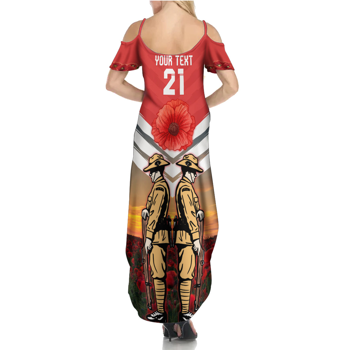 Custom Dolphins Rugby ANZAC Day Summer Maxi Dress Soldiers Poppy Field 2024