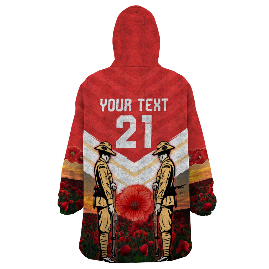 Custom Dolphins Rugby ANZAC Day Wearable Blanket Hoodie Soldiers Poppy Field 2024