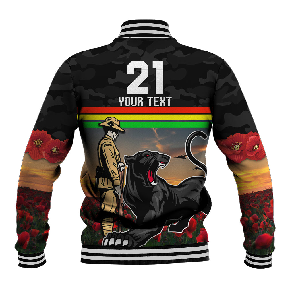 Custom Panthers Rugby ANZAC Day Baseball Jacket Soldiers Poppy Field 2024