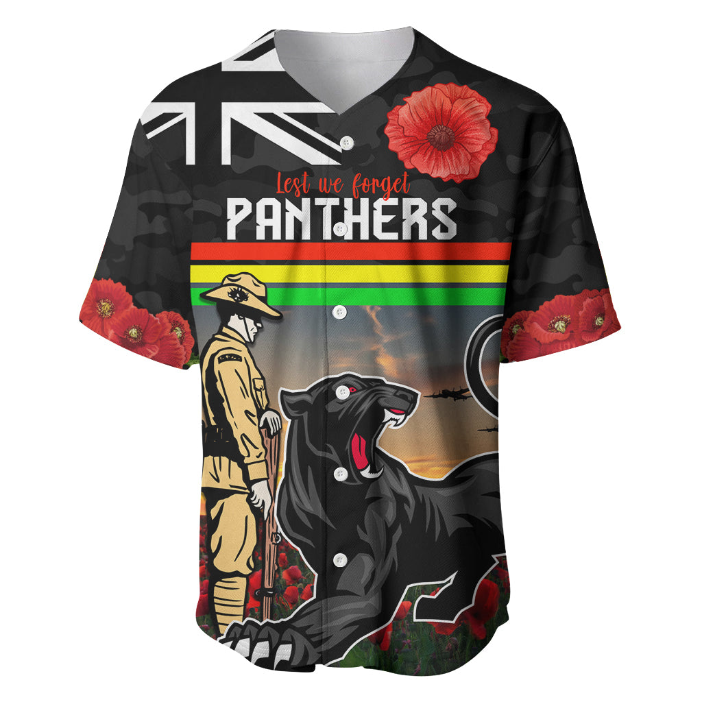 Custom Panthers Rugby ANZAC Day Baseball Jersey Soldiers Poppy Field 2024