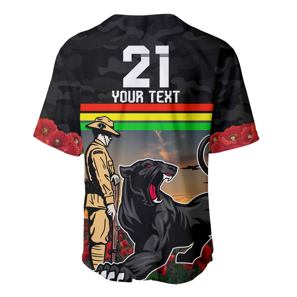 Custom Panthers Rugby ANZAC Day Baseball Jersey Soldiers Poppy Field 2024