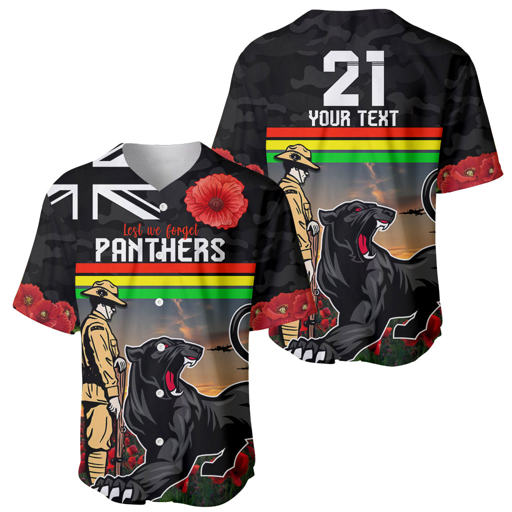 Custom Panthers Rugby ANZAC Day Baseball Jersey Soldiers Poppy Field 2024