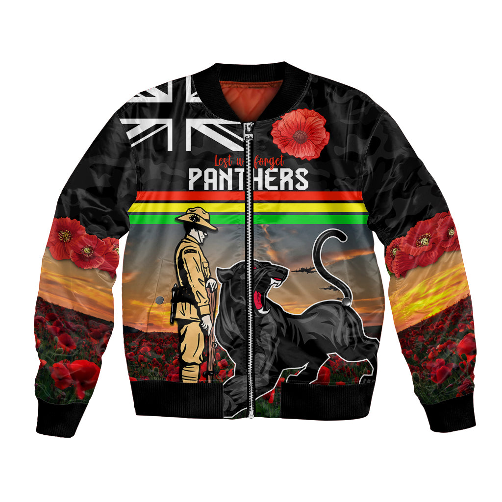 Custom Panthers Rugby ANZAC Day Bomber Jacket Soldiers Poppy Field 2024