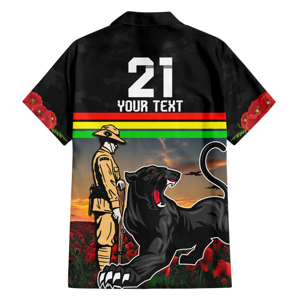 Custom Panthers Rugby ANZAC Day Family Matching Long Sleeve Bodycon Dress and Hawaiian Shirt Soldiers Poppy Field 2024