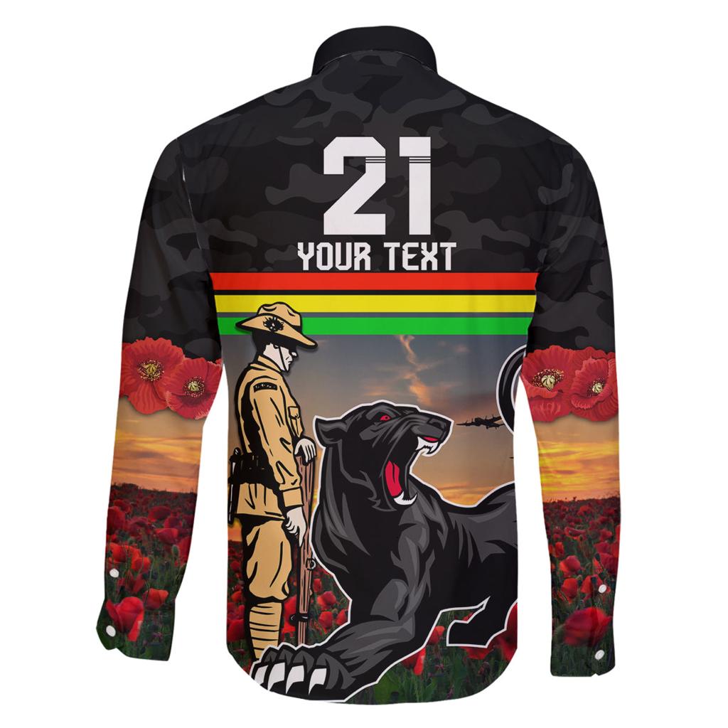 Custom Panthers Rugby ANZAC Day Family Matching Long Sleeve Bodycon Dress and Hawaiian Shirt Soldiers Poppy Field 2024