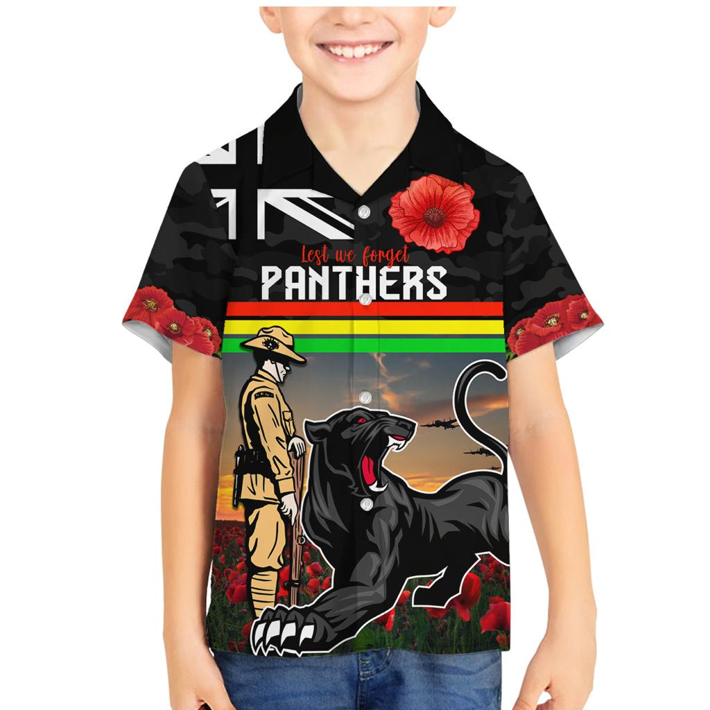 Custom Panthers Rugby ANZAC Day Family Matching Mermaid Dress and Hawaiian Shirt Soldiers Poppy Field 2024