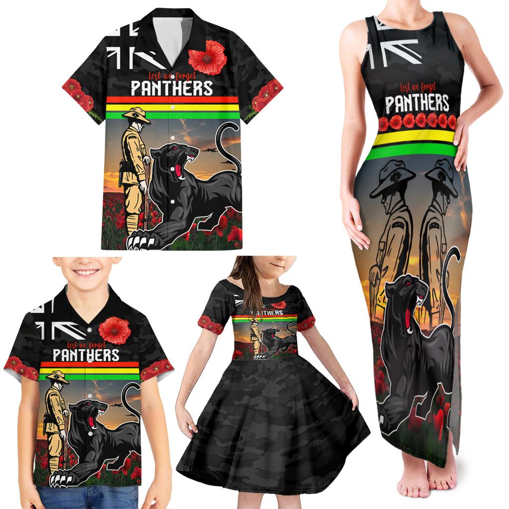 Custom Panthers Rugby ANZAC Day Family Matching Tank Maxi Dress and Hawaiian Shirt Soldiers Poppy Field 2024