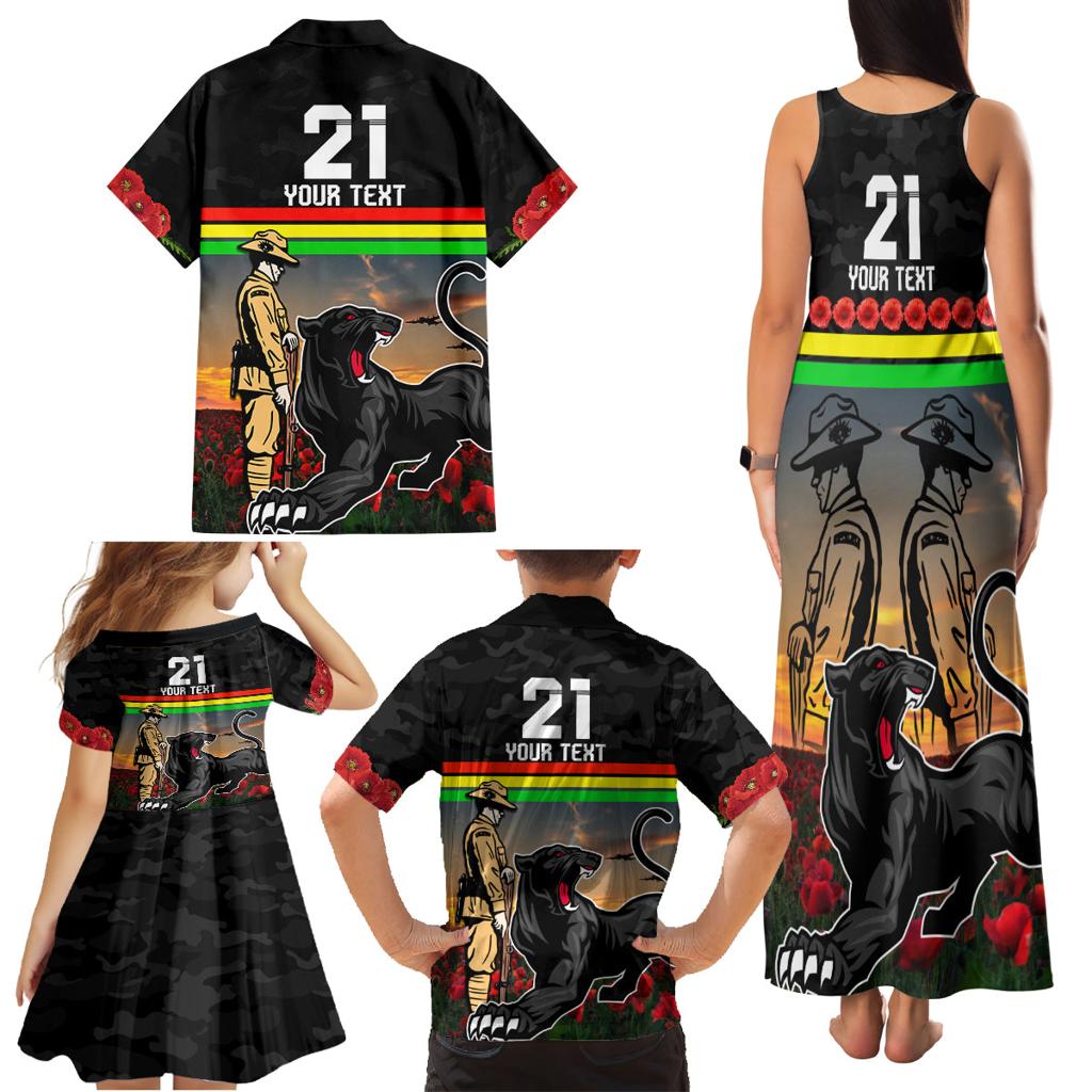 Custom Panthers Rugby ANZAC Day Family Matching Tank Maxi Dress and Hawaiian Shirt Soldiers Poppy Field 2024