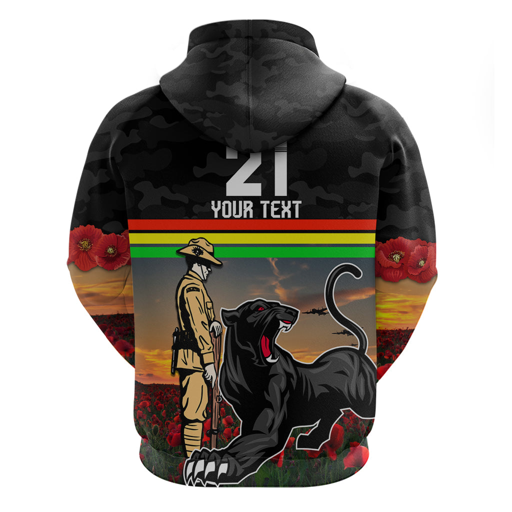 Custom Panthers Rugby ANZAC Day Hoodie Soldiers Poppy Field 2024