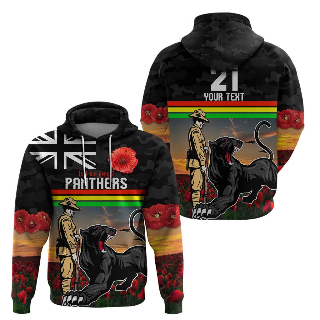 Custom Panthers Rugby ANZAC Day Hoodie Soldiers Poppy Field 2024