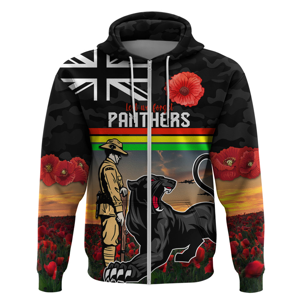 Custom Panthers Rugby ANZAC Day Hoodie Soldiers Poppy Field 2024