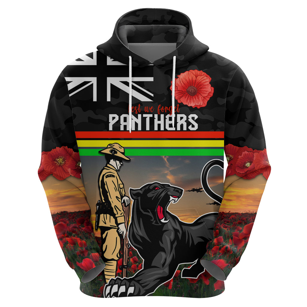 Custom Panthers Rugby ANZAC Day Hoodie Soldiers Poppy Field 2024