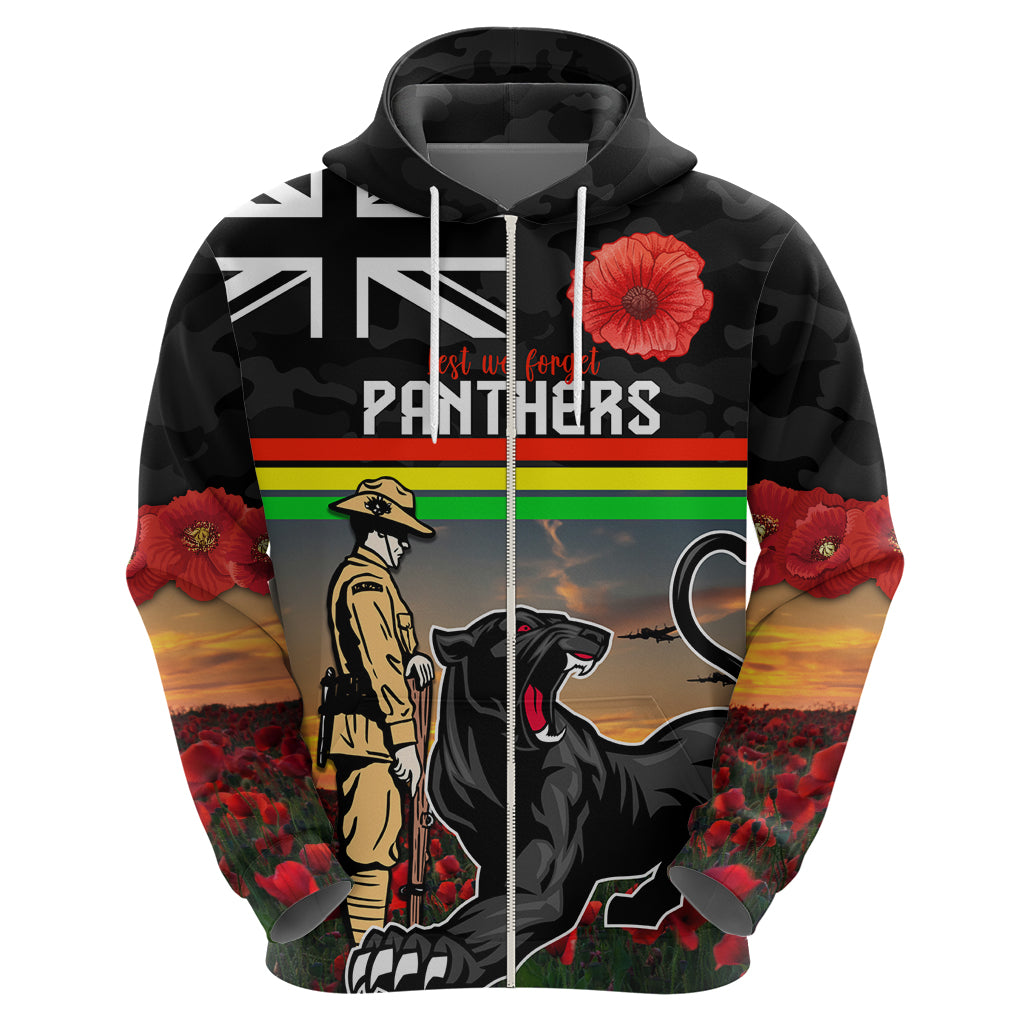 Custom Panthers Rugby ANZAC Day Hoodie Soldiers Poppy Field 2024