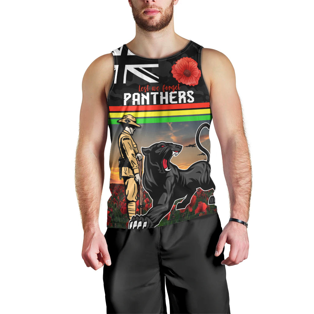 Custom Panthers Rugby ANZAC Day Men Tank Top Soldiers Poppy Field 2024