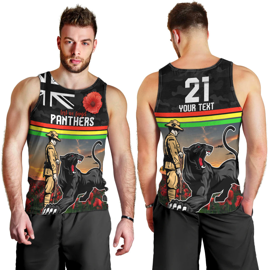 Custom Panthers Rugby ANZAC Day Men Tank Top Soldiers Poppy Field 2024