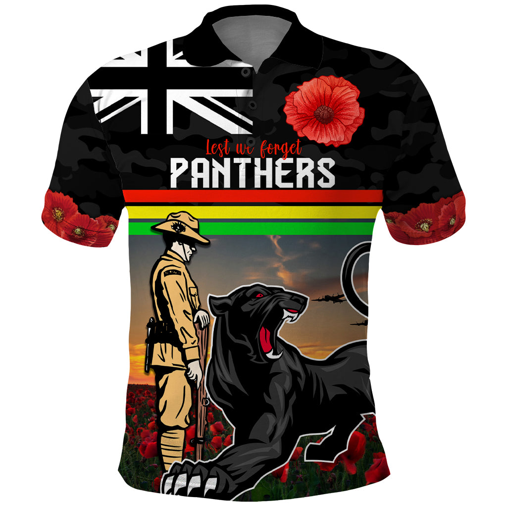 Custom Panthers Rugby ANZAC Day Polo Shirt Soldiers Poppy Field 2024