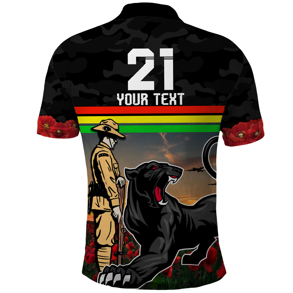 Custom Panthers Rugby ANZAC Day Polo Shirt Soldiers Poppy Field 2024