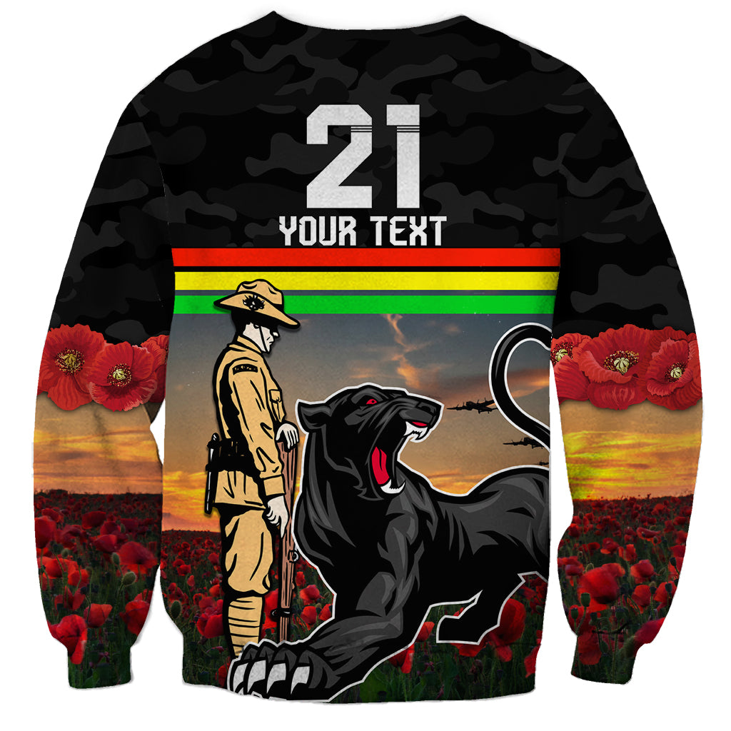 Custom Panthers Rugby ANZAC Day Sweatshirt Soldiers Poppy Field 2024