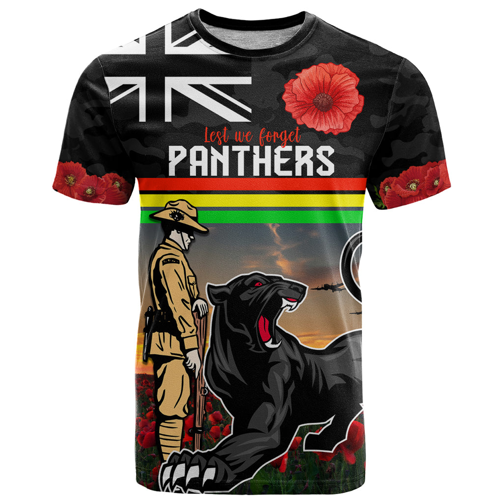 Custom Panthers Rugby ANZAC Day T Shirt Soldiers Poppy Field 2024