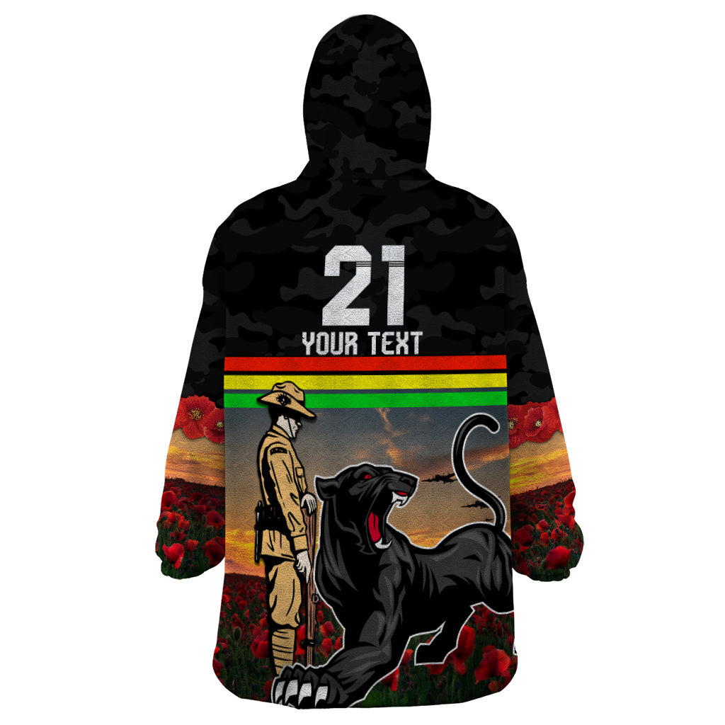 Custom Panthers Rugby ANZAC Day Wearable Blanket Hoodie Soldiers Poppy Field 2024