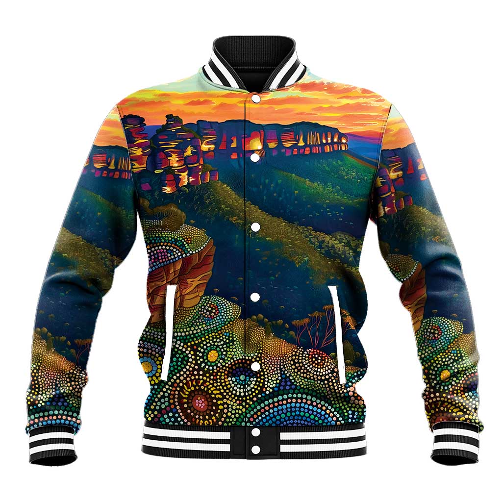 Australia Blue Mountains Baseball Jacket Aboriginal Dot Painting